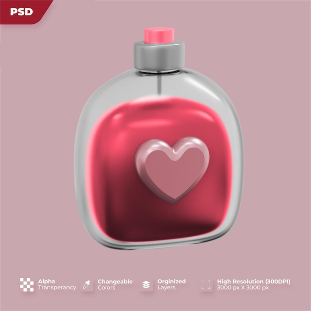 PSD 3d-weergave van het pictogram van een valentijnsdagdrankje