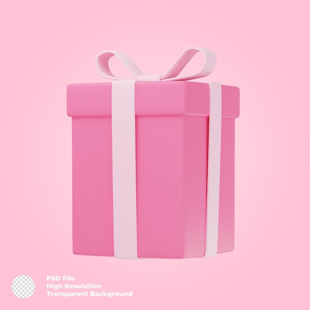 3D-weergave van hoge roze gekleurde geschenkdoos