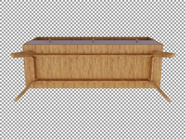 3d-weergave van houten woonkamer bureau interieur geïsoleerd