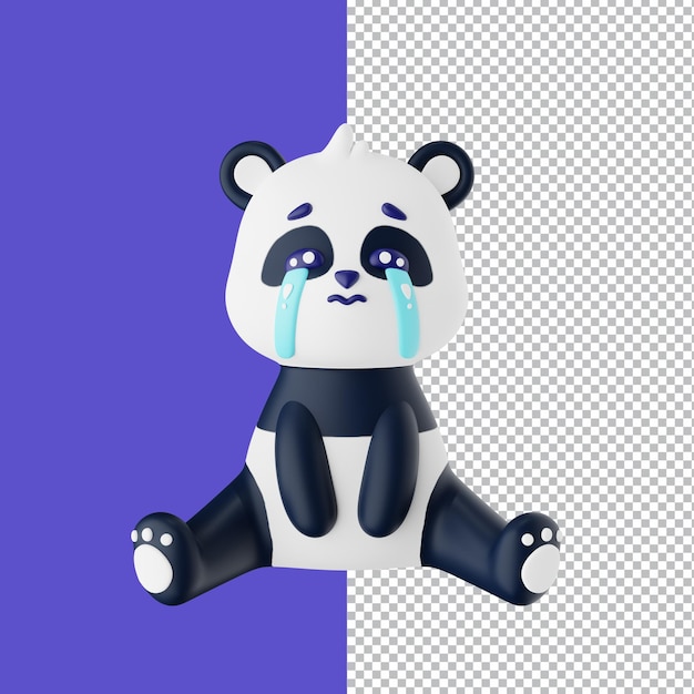 PSD 3d-weergave van huilende panda