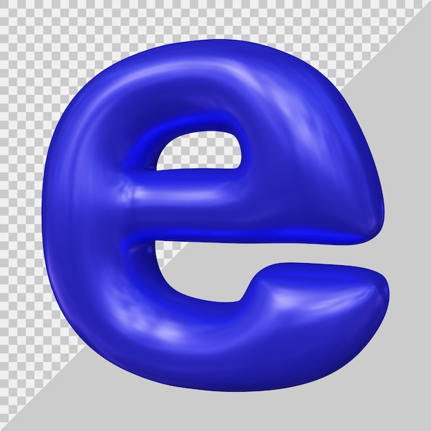 3d-weergave van kleine letter e met moderne stijl