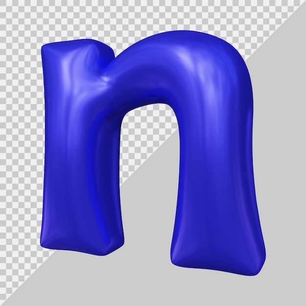 3d-weergave van kleine letter n met moderne stijl