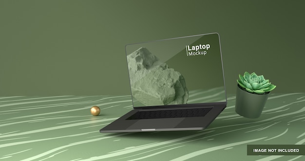 3d-weergave van laptop mockup-ontwerp