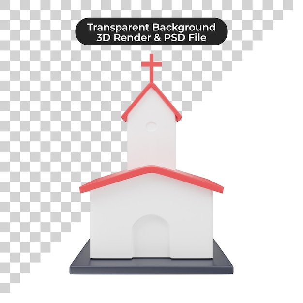3d-weergave van Minimalistische kerkgebouwillustratie