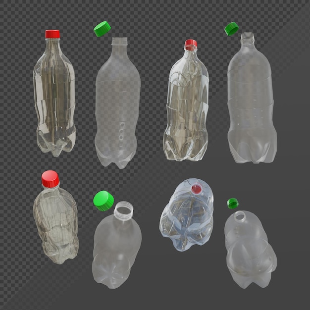 3D-weergave van niet-gelabelde plastic fles perspectiefweergave