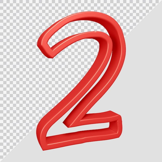3D-weergave van nummer 2