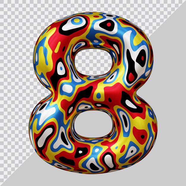 3D-weergave van nummer 8 met moderne stijl