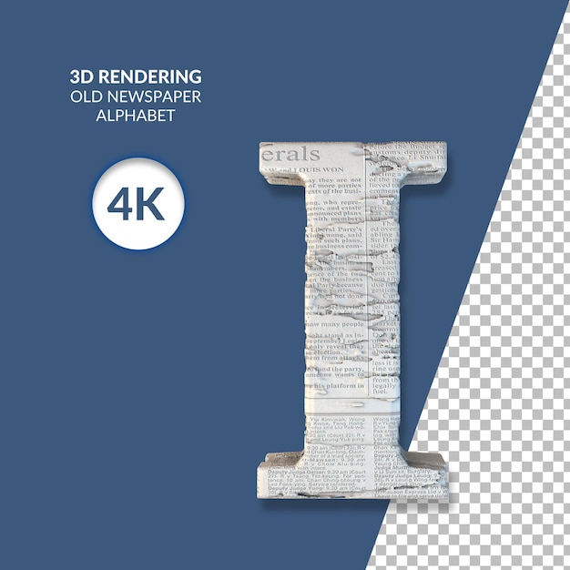 3d-weergave van oude krant alfabet geïsoleerd