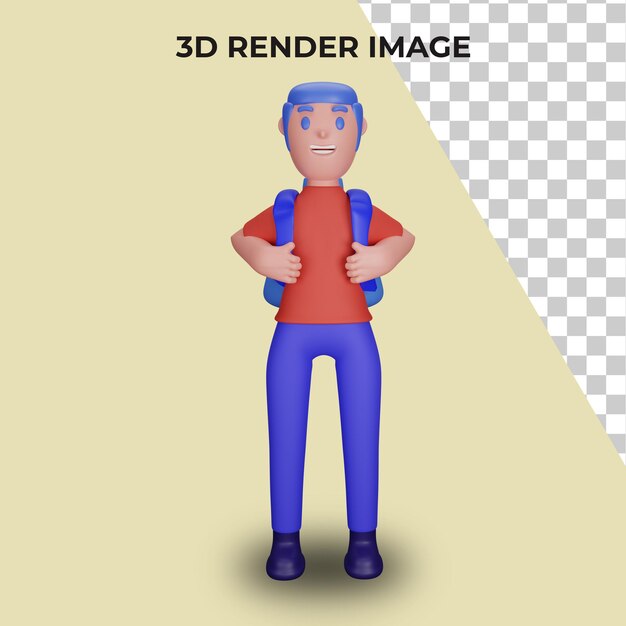 3d-weergave van personages met het concept van terug naar school