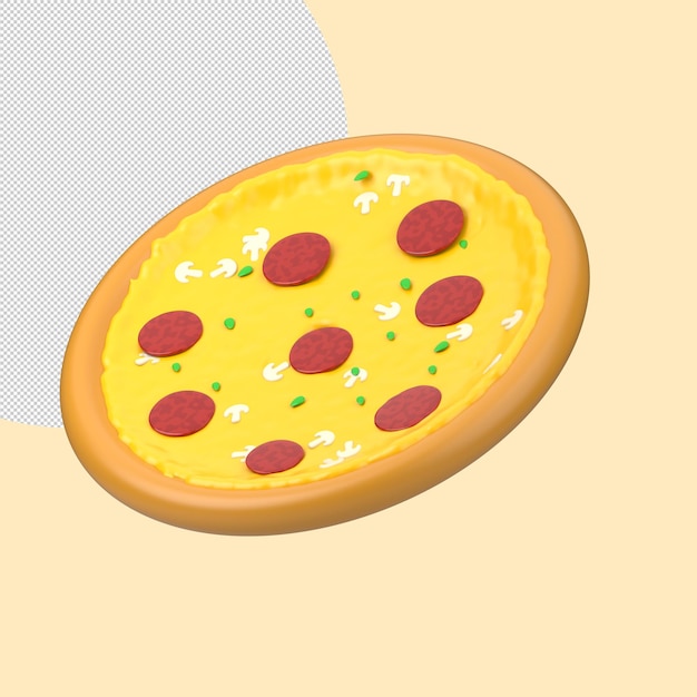 3D-weergave van pizza pictogram geïsoleerd op cleare background
