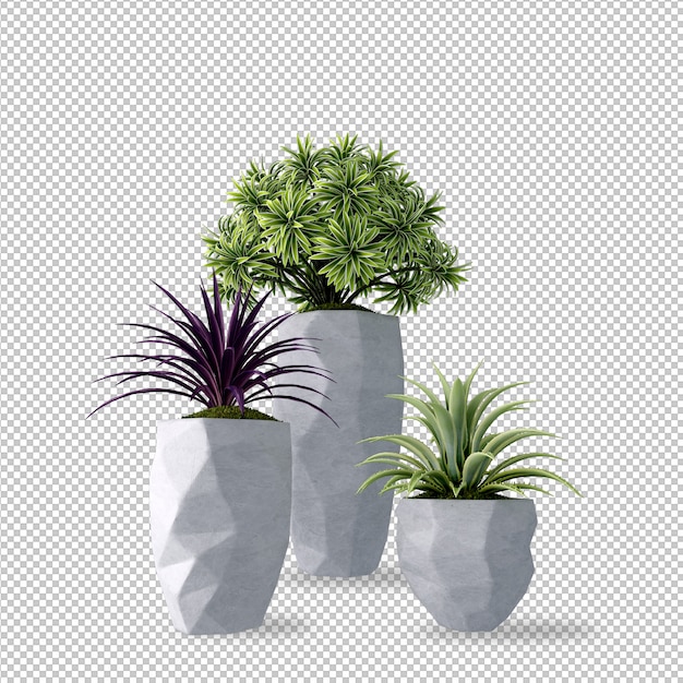 3D-weergave van planten in potten