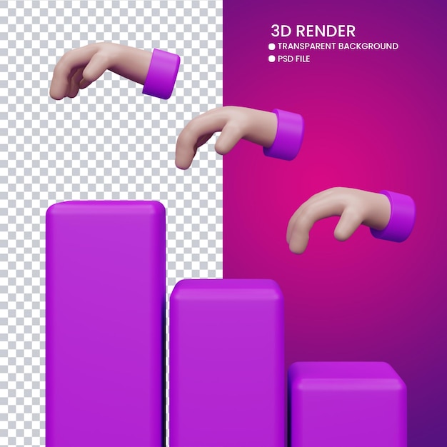 3d-weergave van podium met hand