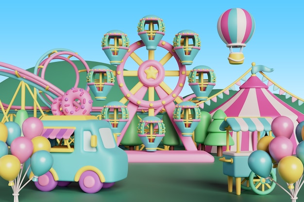 3D-weergave van pretpark