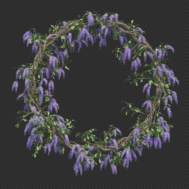 3d-weergave van queen's wreath tree cirkelframe geïsoleerd