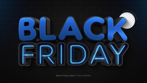 3d-weergave van realistische black friday-neontekst