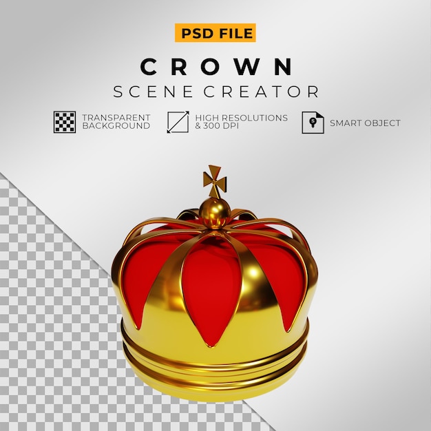 PSD 3d-weergave van realistische gouden kroon