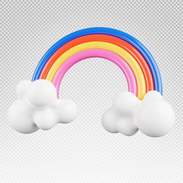 3d-weergave van regenboog met wolk