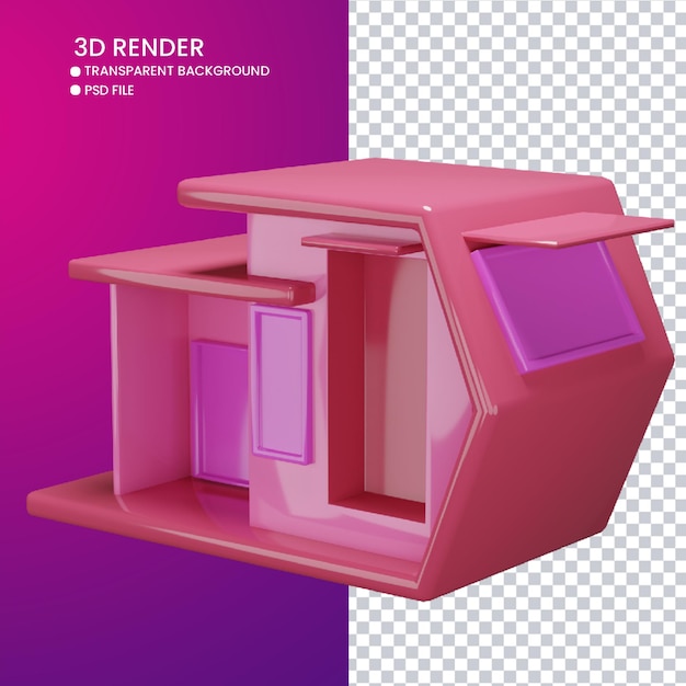 3d-weergave van schattig huis