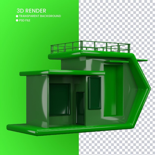 PSD 3d-weergave van schattig huis