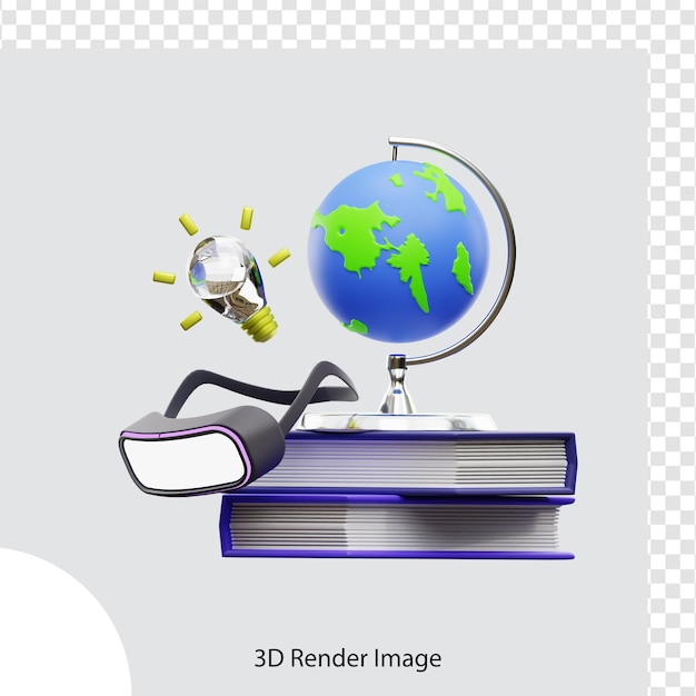 PSD 3d-weergave van schoolonderwijs illustratie, gebruikt voor web, app, infographic