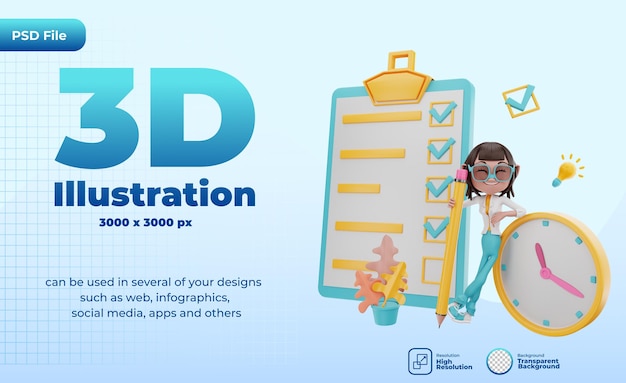 3d-weergave van tijdmanagementillustratie