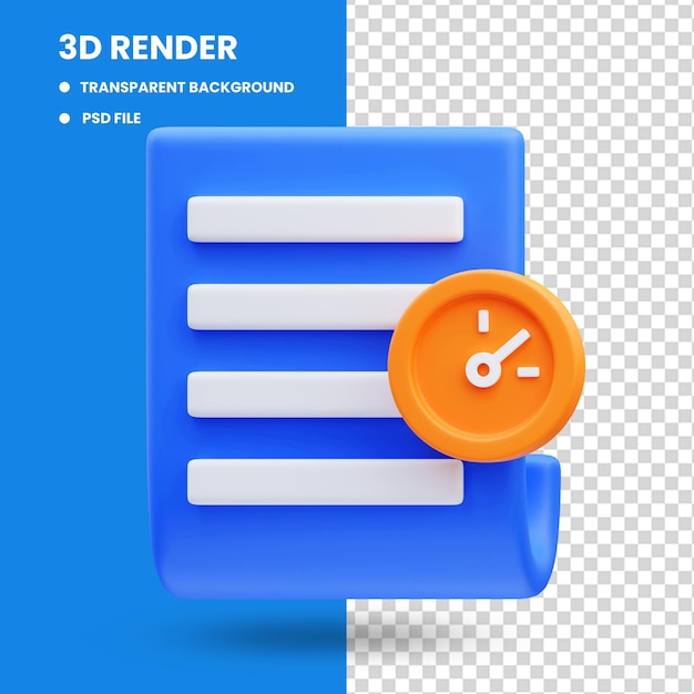 3d-weergave van timer document pictogram illustratie