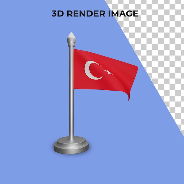 PSD 3d-weergave van turkije vlag concept turkije nationale feestdag premium psd