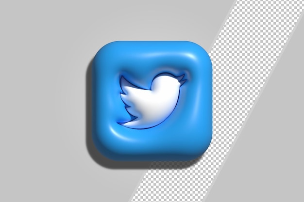 PSD 3d-weergave van twitter-pictogram premium psd