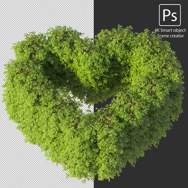 3D-weergave van verschillende soorten struik- en heggenarrangementen