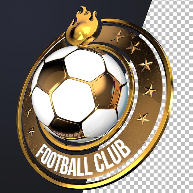 PSD 3d-weergave van voetbal voetbal embleem grafisch concept