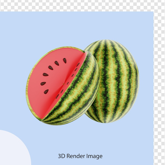 PSD 3d-weergave van watermeloenfruit