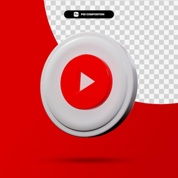 PSD 3d-weergave van youtube-muziekapplicatie-logo geïsoleerd