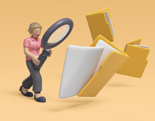 3D-weergave van zakenvrouw