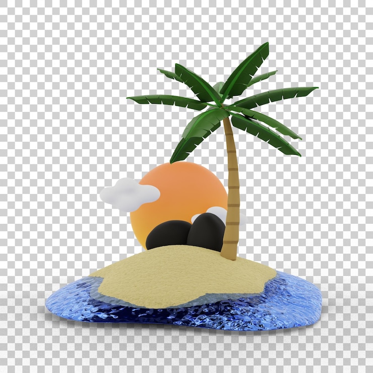 PSD 3d-weergave van zomereiland