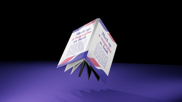 3D-weergave voor Mockup Flying Book Cover