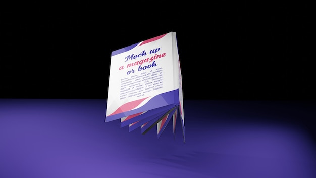 PSD 3d-weergave voor mockup flying book cover