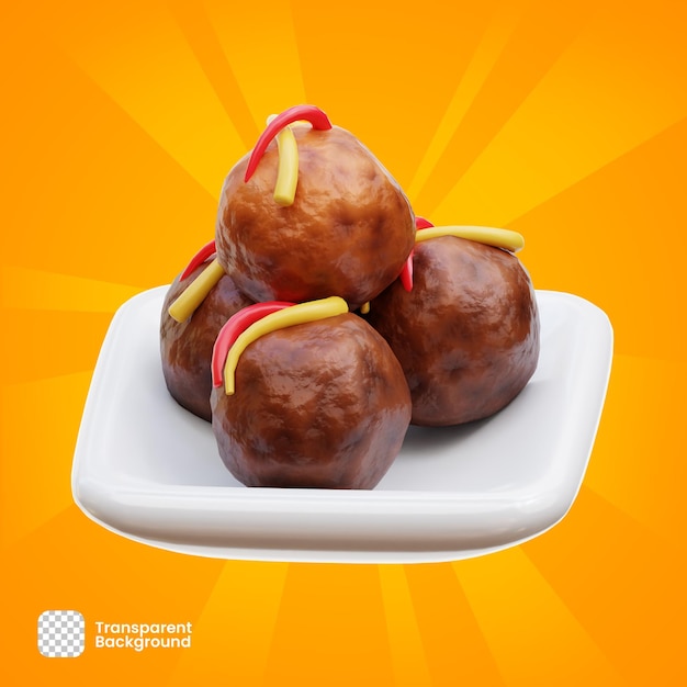 3d-weergaveobject japanse takoyaki png transparant premium psd premium psd