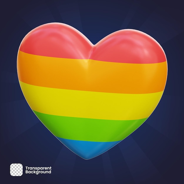 3d-weergaveobject lgbtq rainbow love heart png transparant premium psd