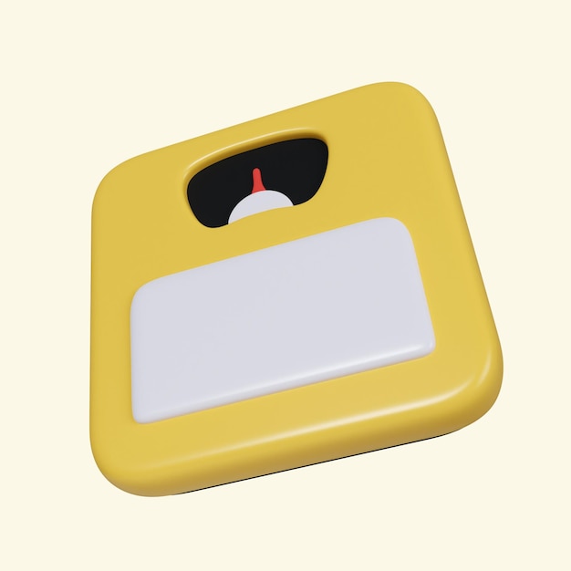 3d weighing scale dieting and health weight measure icon isolated on yellow background 3d rendering