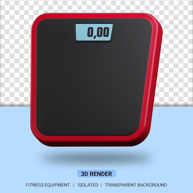 PSD 3d weight scale illustration fitness equipment with transparent background