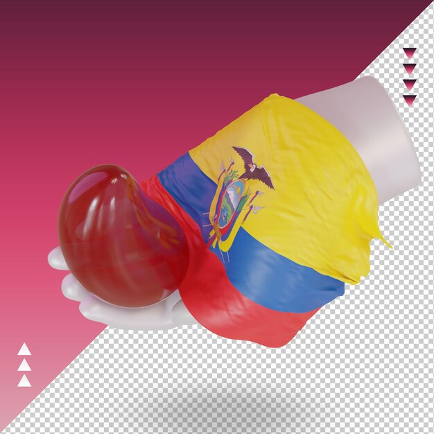 PSD 3d-wereld bloeddonor dag ecuador vlag rendering juiste weergave