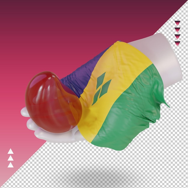 PSD 3d-wereld bloeddonor dag st vincent en de grenadines vlag rendering juiste weergave