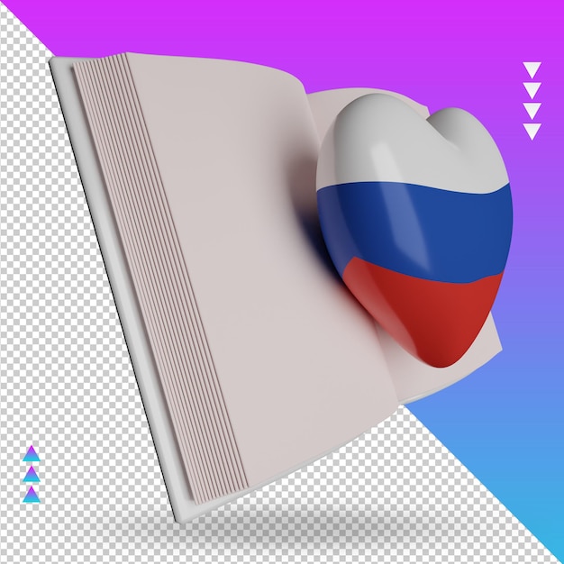 PSD 3d wereld boek dag russische vlag weergave linker weergave