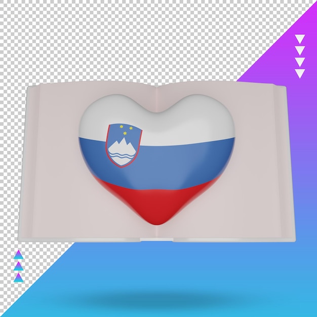 PSD 3d wereld boek dag slovenië vlag rendering vooraanzicht