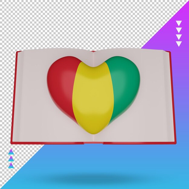 PSD 3d-wereld boeken dag guinee-bissau vlag rendering vooraanzicht