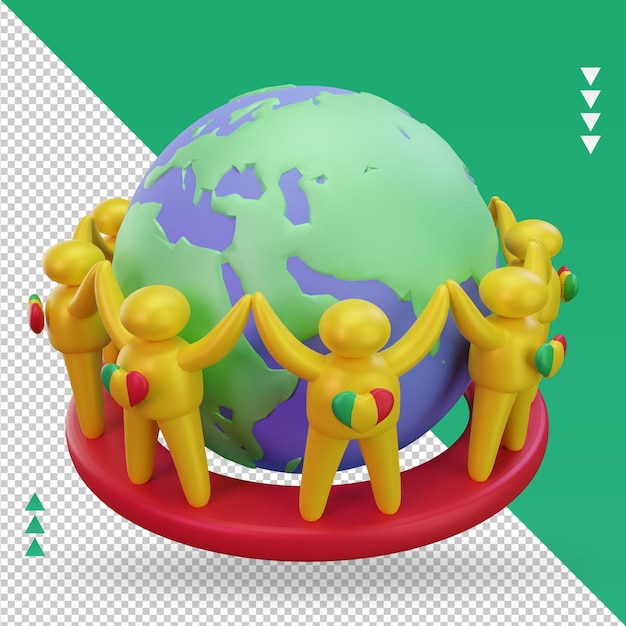 3d wereldbevolking dag mensen mali vlag rendering linker weergave