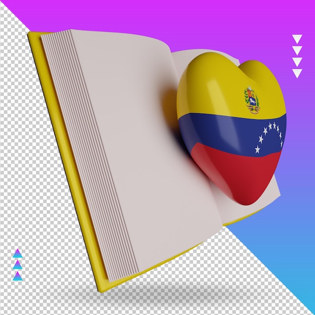 PSD 3d-wereldboek dag venezuela vlag weergave linker weergave