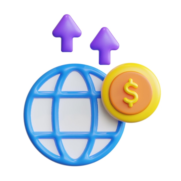 3d wereldeconomie investeringsconcept hoge kwaliteit render illustratie en pictogram