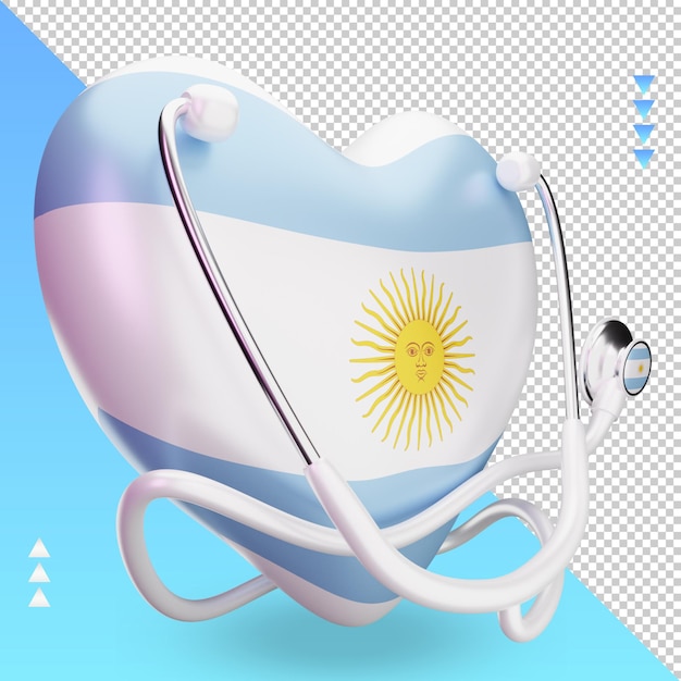 3d wereldgezondheidsdag argentinië vlag weergave linker weergave