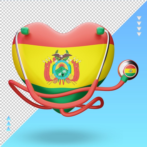 PSD 3d wereldgezondheidsdag bolivia vlag rendering vooraanzicht